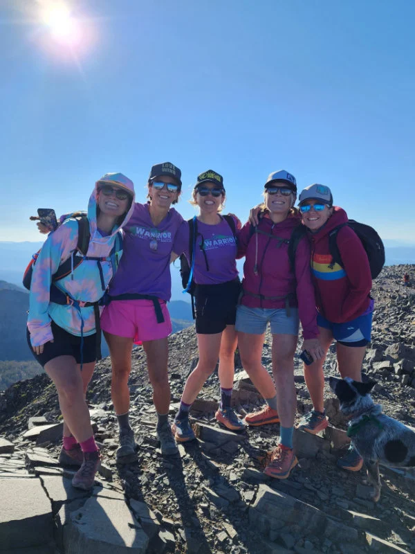 Kids at the summit of Mount Rose for the 2023 Be Warrior Challenge Hike.