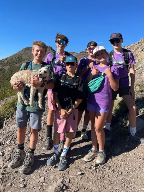 Kids at the summit of Mount Rose for the 2023 Be Warrior Challenge Hike.
